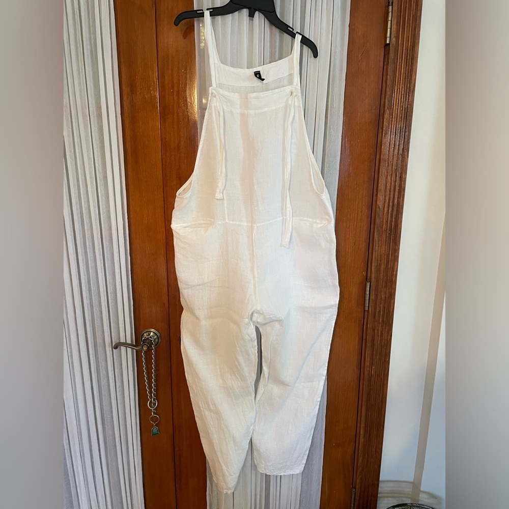 White Linen Overalls